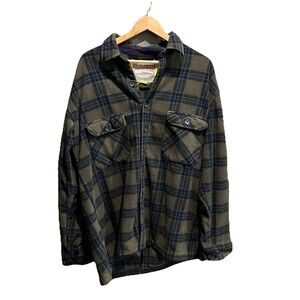 Juneau Green Navy‎ Plaid Men's Flannel Button Down Shirt Size XL